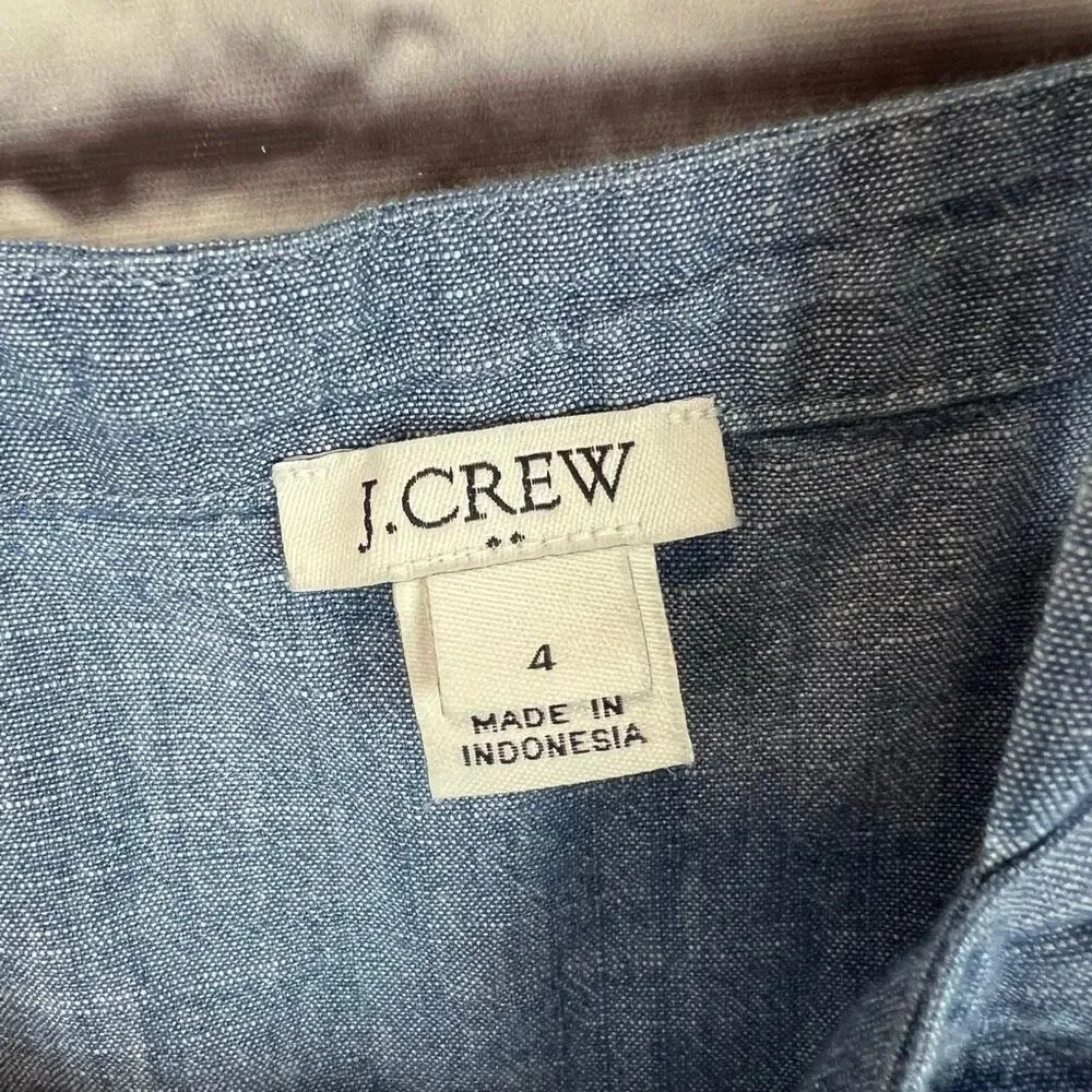 J.Crew Chambray Button Front Sleeveless Mini Dress Size 4 - Picture 6 of 8